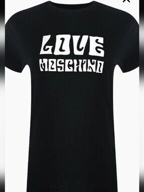 Love Moschino Groovy Logo Black T Shirt.  Women's L